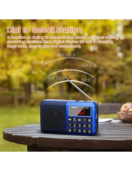 Radio de Bolsillo PRUNUS J-429 AM FM Carga USB Altavoz Neodimio Radio de Bolsillo PRUNUS J-429 AM FM Carga USB Altavoz Neodimio