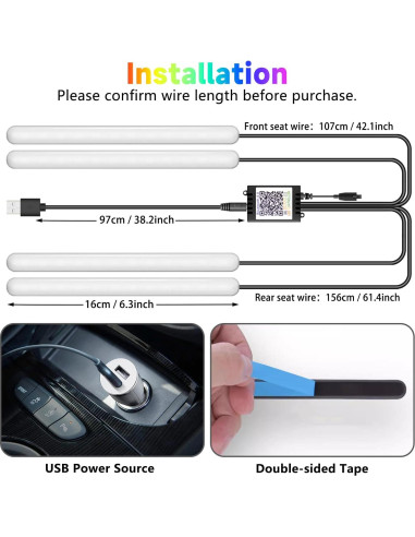 Luz LED Interior de Coche GZ5CG FWD-P729 RGB 29 Modos