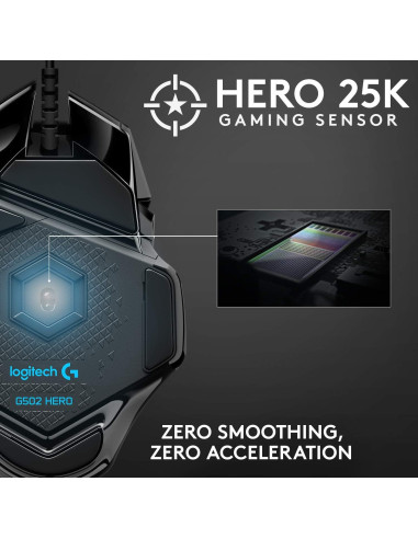 Ratón Gaming Logitech G502 HERO con Cable y Paño Microfibra