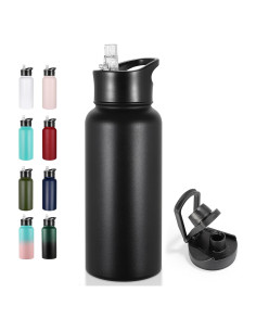 Botella de Agua Aislada VEGOND 0.95L Acero Inoxidable Negra