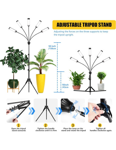 Luces de Crecimiento LED Aukphie 5 Cabezas Espectro Completo