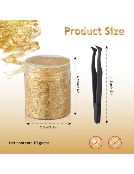Copos de Hoja de Oro Imitación FOJOO 10g con Pinzas DIY Copos de Hoja de Oro Imitación FOJOO 10g con Pinzas DIY