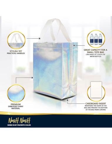 Bolsas de Regalo Holográficas Nush Nush Medianas Set de 12