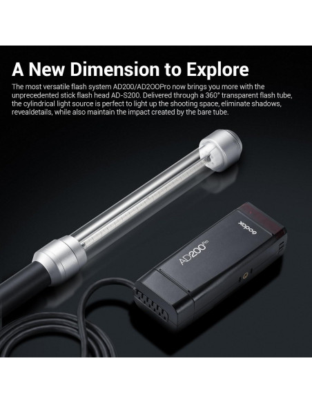 Godox AD-S200 Cabezal de Flash Stick 360 para AD200 Pro Godox AD-S200 Cabezal de Flash Stick 360 para AD200 Pro