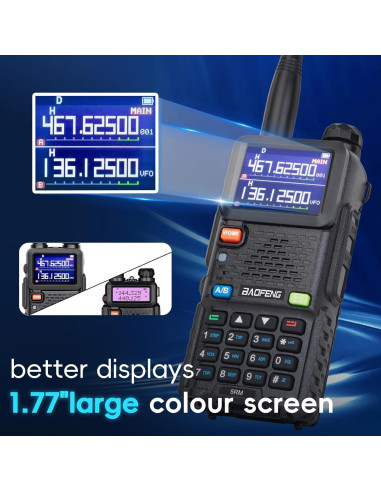 Walkie Talkies Baofeng 5RM 10W 2 Pack con Baterías 2500mAh