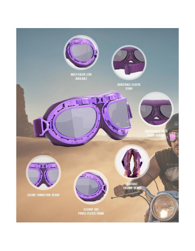 Gafas de Motocicleta CRG Sports T08 Retro UV 100% Protección