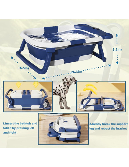 Bañera Plegable para Perros LAOGUATON con Termómetro 56L Bañera Plegable para Perros LAOGUATON con Termómetro 56L