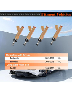 Juego de 4 Inyectores de Combustible STZJAYE para Toyota Corolla 1.8L 2