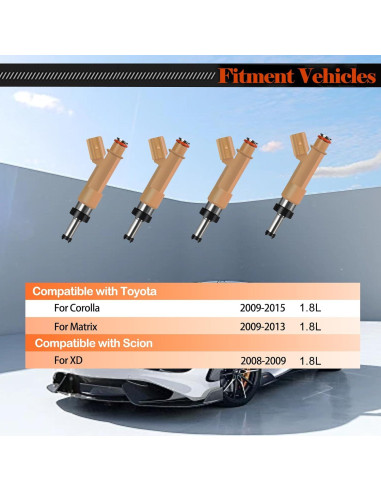 Juego de 4 Inyectores de Combustible STZJAYE para Toyota Corolla 1.8L