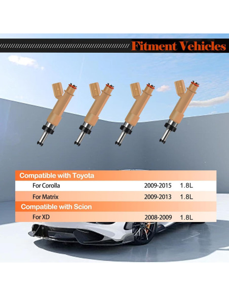 Juego de 4 Inyectores de Combustible STZJAYE para Toyota Corolla 1.8L Juego de 4 Inyectores de Combustible STZJAYE para Toyota Corolla 1.8L