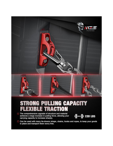 Ganchos de Amarre MZS para Cama de Camioneta Tacoma Tundra Rojo