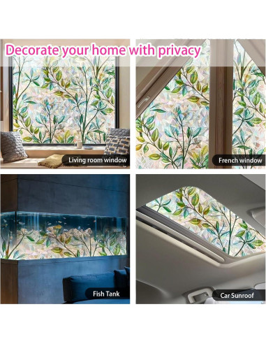 Película Decorativa para Ventanas INEFARO Hojas Arcoíris 44.5x200 cm