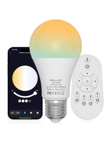 Bombilla LED Inteligente ORALUCE A19 9W Control Remoto E26