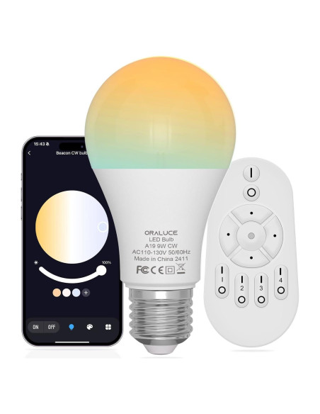 Bombilla LED Inteligente ORALUCE A19 9W Control Remoto E26 Bombilla LED Inteligente ORALUCE A19 9W Control Remoto E26