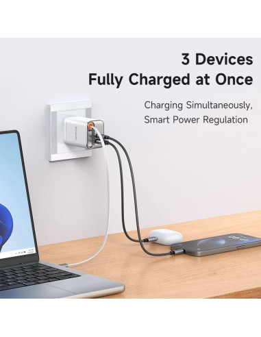 Cargador Mcdodo 67W USB C Plegable con Cable Retráctil Blanco