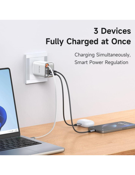 Cargador Mcdodo 67W USB C Plegable con Cable Retráctil Blanco Cargador Mcdodo 67W USB C Plegable con Cable Retráctil Blanco