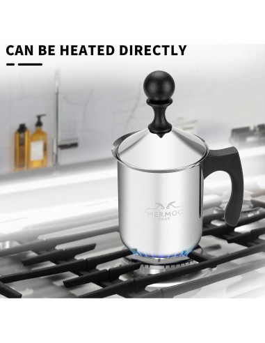 Espumador de Leche Manual 400ml MERMOO YILAN Plateado