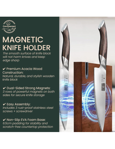 Soporte Magnético de Cuchillos CoreGourmet de Acacia 2.33kg