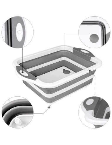 Tabla de Cortar Plegable QiMH 3 en 1 - Lavado y Drenaje 40 cm