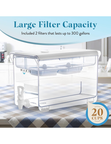 Dispensador de Agua Nakii con 2 Filtros - 18 Tazas, 1135.62 L Dispensador de Agua Nakii con 2 Filtros - 18 Tazas, 1135.62 L