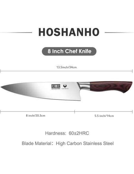 Cuchillo de Chef HOSHANHO 20.32 cm Acero Inoxidable Profesional Cuchillo de Chef HOSHANHO 20.32 cm Acero Inoxidable Profesional