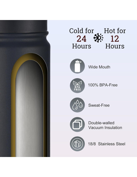 Botella de Agua Acero Inoxidable mininoo 710 ml Negra Botella de Agua Acero Inoxidable mininoo 710 ml Negra
