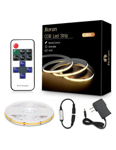 Tira de luces LED COB Roran 5m 3000K con control remoto