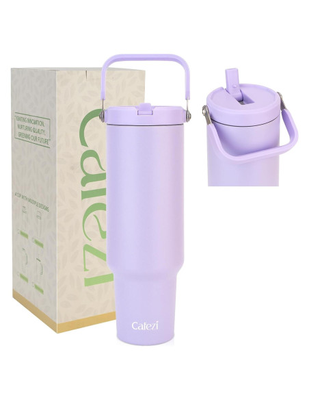 Botella de Agua Aislada Cafezi 1.5 L con Pajilla y Asa Botella de Agua Aislada Cafezi 1.5 L con Pajilla y Asa