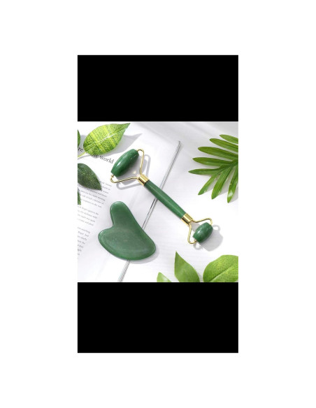 Juego de Rodillo de Jade y Gua Sha Laotang - 2 Piezas Juego de Rodillo de Jade y Gua Sha Laotang - 2 Piezas