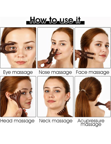 Herramientas de Masaje de Madera 2 Pcs Gua Sha Facial KFHENSOMR