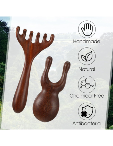 Herramientas de Masaje de Madera 2 Pcs Gua Sha Facial KFHENSOMR Herramientas de Masaje de Madera 2 Pcs Gua Sha Facial KFHENSOMR