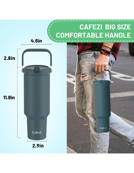 Botella de Agua Aislada Cafezi 1.5 L con Pajilla y Asa Botella de Agua Aislada Cafezi 1.5 L con Pajilla y Asa