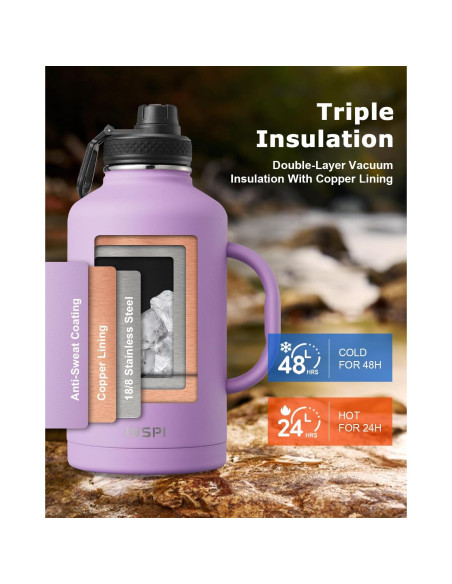 Botella de Agua Aislada INSPI 1.89L Púrpura con Asa Botella de Agua Aislada INSPI 1.89L Púrpura con Asa