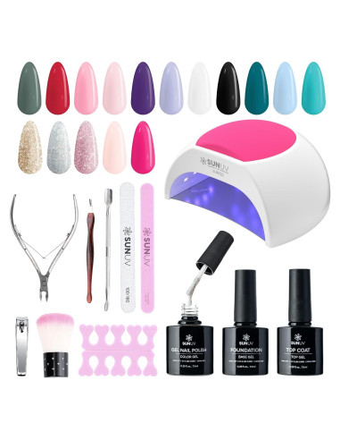 Kit de Esmalte de Uñas SUNUV SUN2C 16 Colores Gel y Herramientas