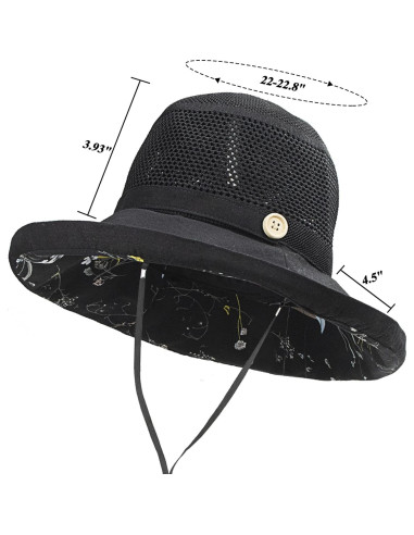 Sombrero de Sol Plegable UV UPF50+ para Mujeres - Negro