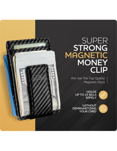 Cartera de Cuero Genuino para Hombre con Clip Magnético RFID