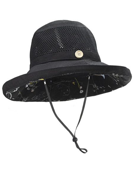 Sombrero de Sol Plegable UV UPF50+ para Mujeres - Negro Sombrero de Sol Plegable UV UPF50+ para Mujeres - Negro