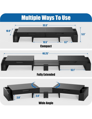 Soporte para Monitor Doble Simple Houseware con Cajones 27.7x85.1cm