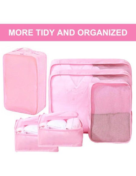 Cubos de Embalaje CALACH 6 Piezas Organizador de Maletas Rosa Cubos de Embalaje CALACH 6 Piezas Organizador de Maletas Rosa