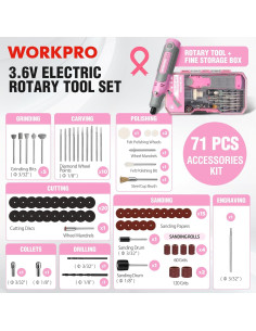 Kit de Herramientas Rotativas Inalámbrico Workpro 71 Acc. 2