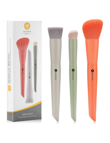 Set de 3 Pinceles de Maquillaje KINGMAS Kabuki y Corrector
