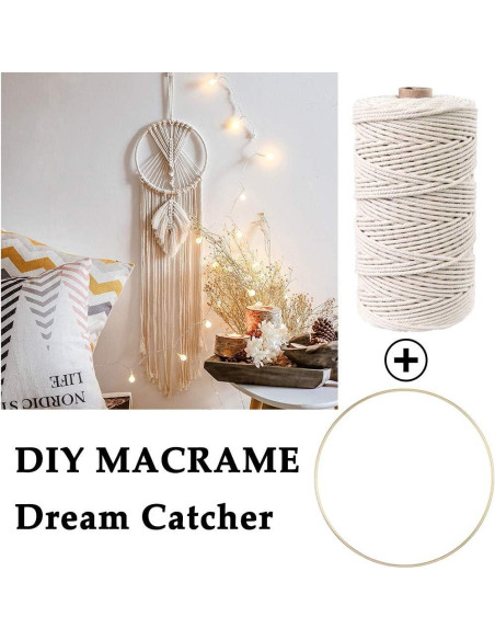 Kit de Macramé 87pcs ZXCDINO Algodón Natural 3mm x 20m Kit de Macramé 87pcs ZXCDINO Algodón Natural 3mm x 20m