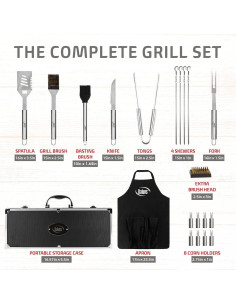 Set de Herramientas de Barbacoa Kaluns 21 Piezas Acero Inoxidable 2
