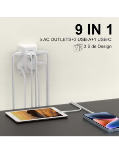 Protector de Sobretensión POWERIVER HR-519A 5 Salidas y 4 USB 2