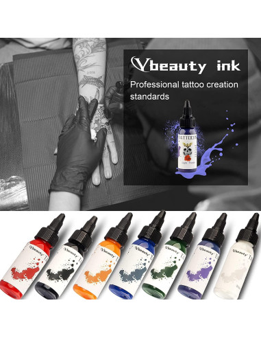 Set de Tintas para Tatuajes Tuffking 7 Colores 30ml