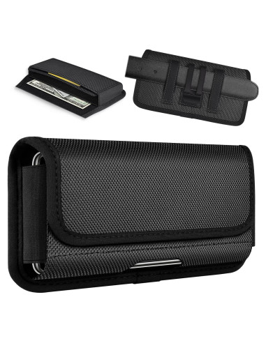 Funda de Nylon ykooe para iPhone y Galaxy S - Negro L