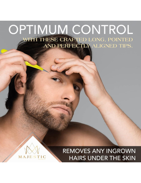 Pinzas de Punta Fina Majestic Bombay - Precisión para Cejas y Vello