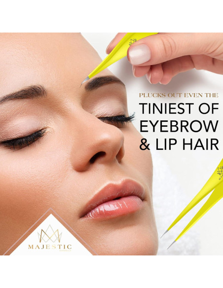 Pinzas de Punta Fina Majestic Bombay - Precisión para Cejas y Vello