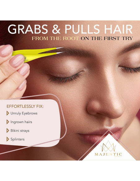 Pinzas de Punta Fina Majestic Bombay - Precisión para Cejas y Vello