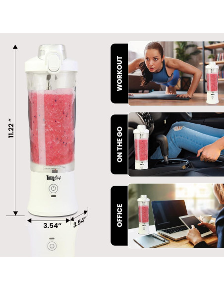 Licuadora Portátil Total Chef Blanca 600 mL USB Recargable Licuadora Portátil Total Chef Blanca 600 mL USB Recargable